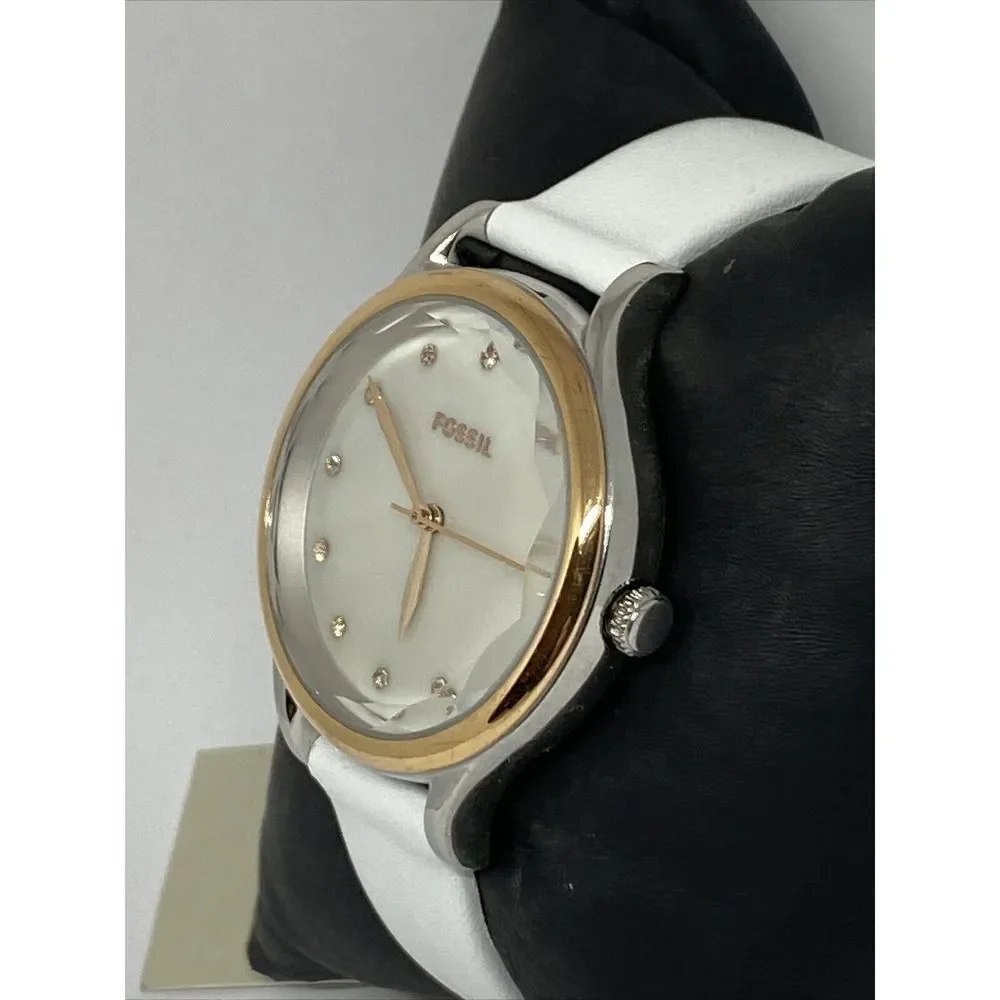 Fossil Laney BQ3484 Women's White Leather Analog Dial Quartz Wrist Watch JK529
